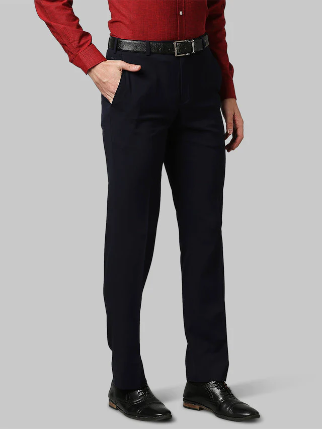 Park Avenue Blue Structure Smart Fit Terylene Blend Trouser - Image 2
