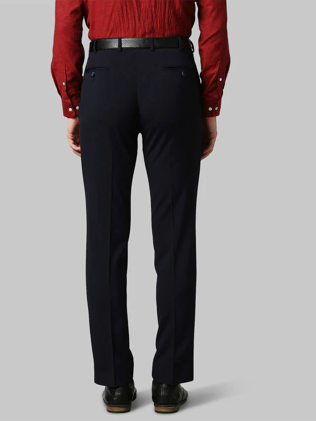 Park Avenue Blue Structure Smart Fit Terylene Blend Trouser - Image 4