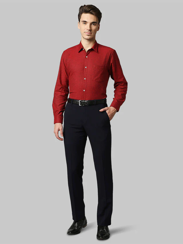 Park Avenue Blue Structure Smart Fit Terylene Blend Trouser - Image 5