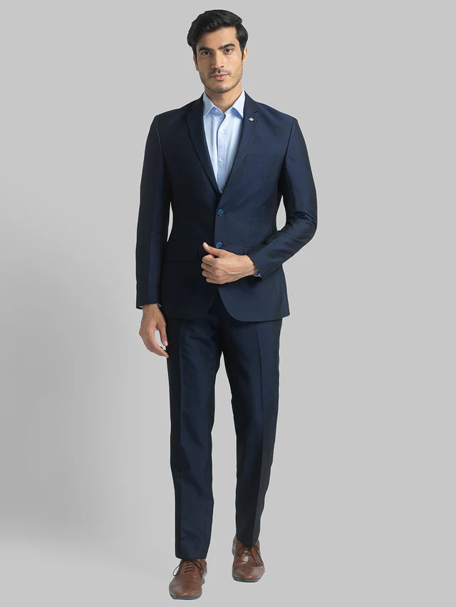Park Avenue Blue Structure Super Slim Fit Polyester Blend Suit