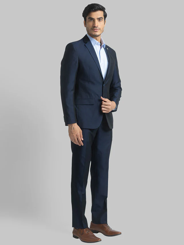 Park Avenue Blue Structure Super Slim Fit Polyester Blend Suit - Image 2