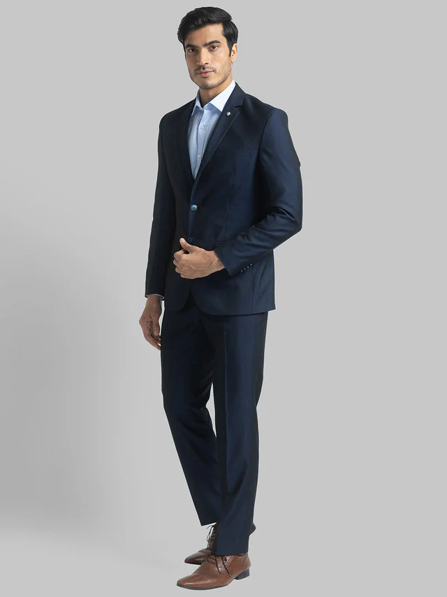 Park Avenue Blue Structure Super Slim Fit Polyester Blend Suit - Image 3