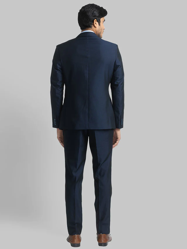 Park Avenue Blue Structure Super Slim Fit Polyester Blend Suit - Image 4
