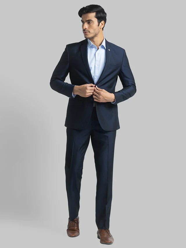 Park Avenue Blue Structure Super Slim Fit Polyester Blend Suit - Image 5