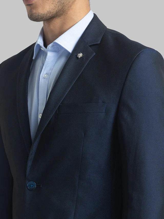Park Avenue Blue Structure Super Slim Fit Polyester Blend Suit - Image 6