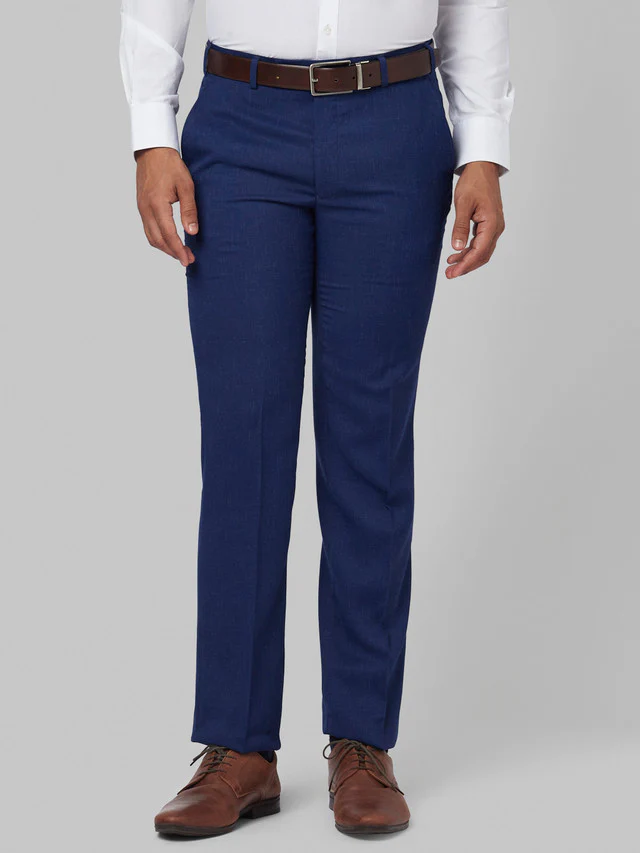 Park Avenue Blue Structure Super Slim Fit Terry Blend Trouser