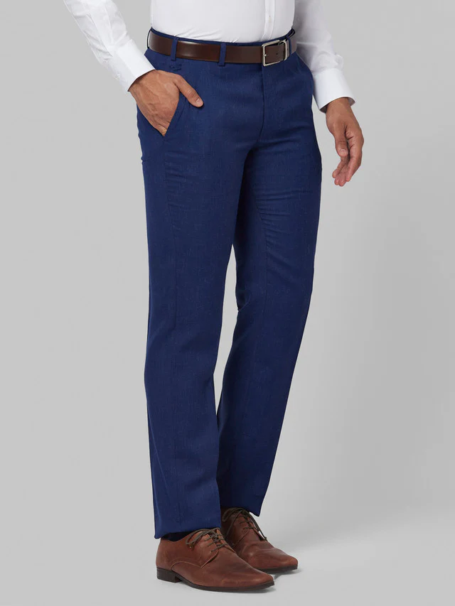 Park Avenue Blue Structure Super Slim Fit Terry Blend Trouser - Image 2
