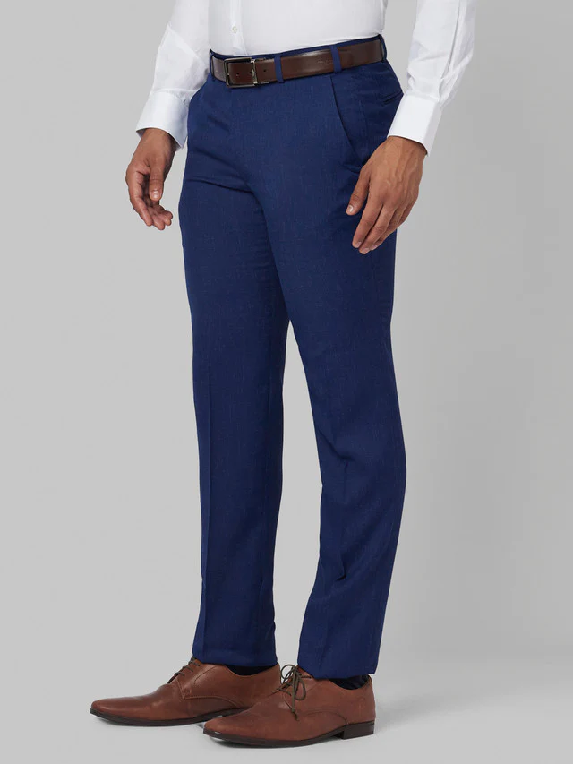 Park Avenue Blue Structure Super Slim Fit Terry Blend Trouser - Image 3