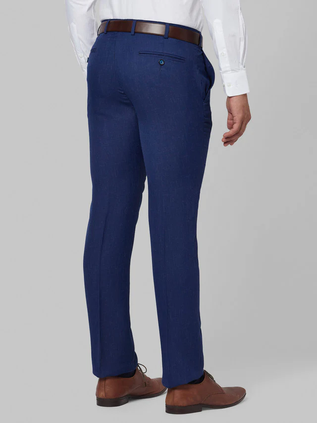 Park Avenue Blue Structure Super Slim Fit Terry Blend Trouser - Image 4
