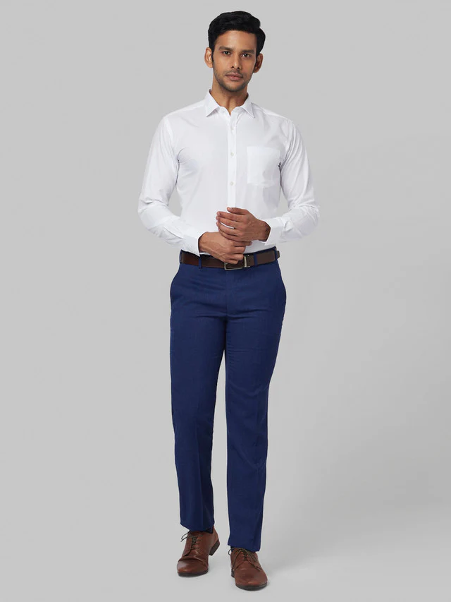 Park Avenue Blue Structure Super Slim Fit Terry Blend Trouser - Image 5