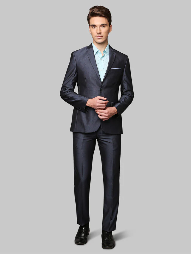 Park Avenue Blue Super Slim Fit Terylene Blend Suit