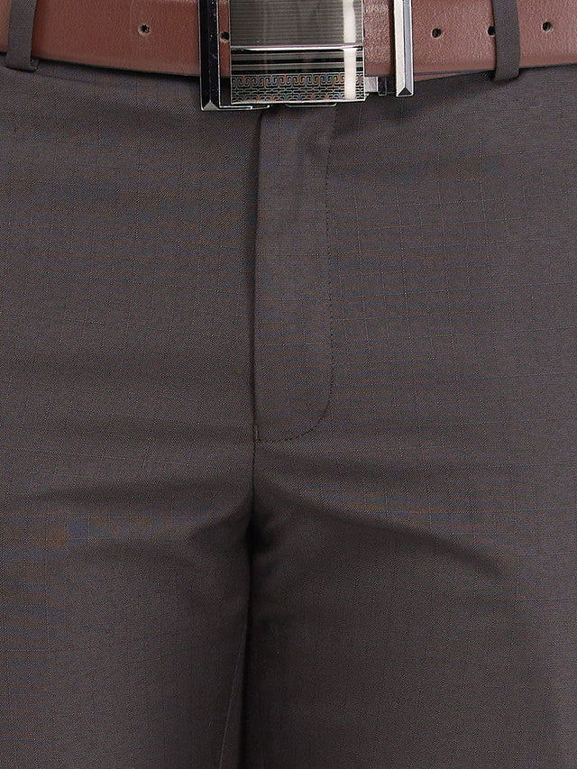 Park Avenue Brown Checks Regular Fit Polyester Blend Trouser - Image 7