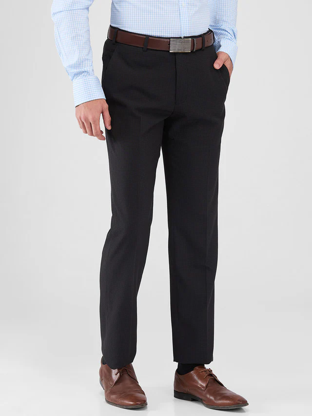 Park Avenue Brown Checks Regular Fit Polyester Blend Trouser - Image 2