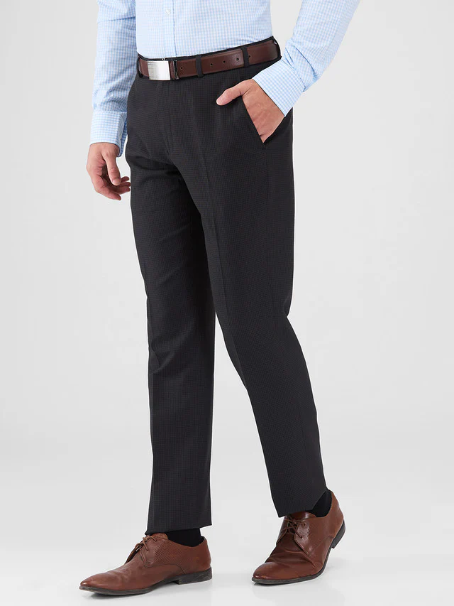 Park Avenue Brown Checks Regular Fit Polyester Blend Trouser - Image 3