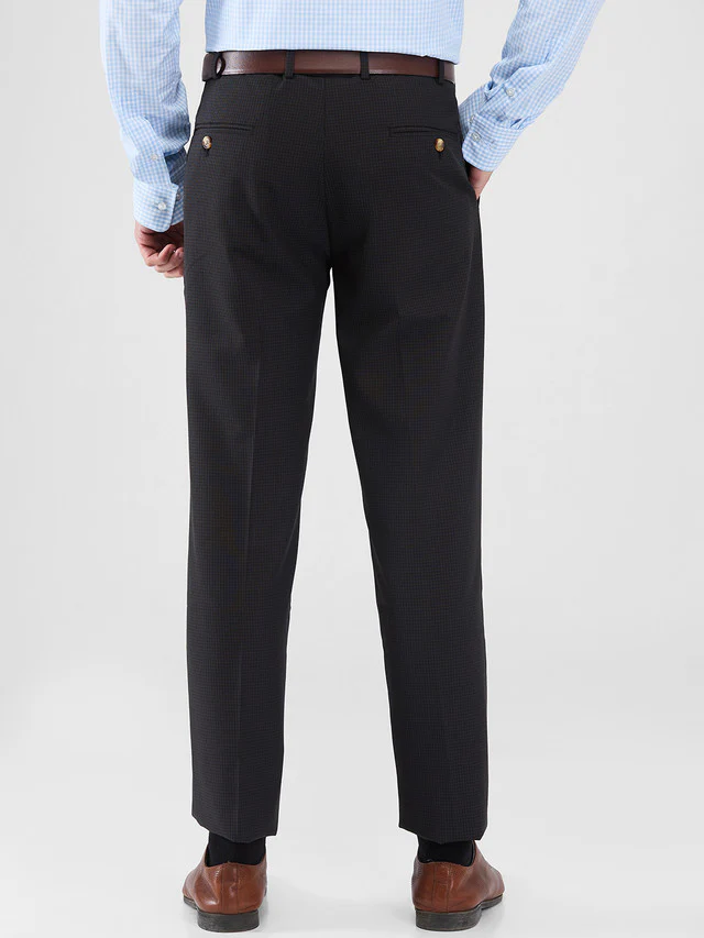 Park Avenue Brown Checks Regular Fit Polyester Blend Trouser - Image 5