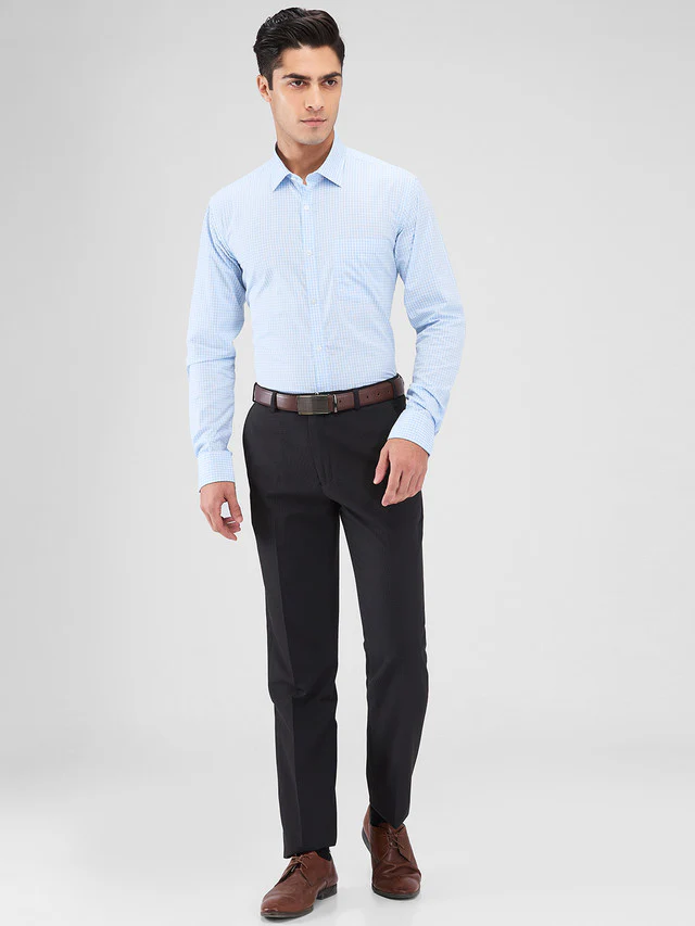 Park Avenue Brown Checks Regular Fit Polyester Blend Trouser - Image 6