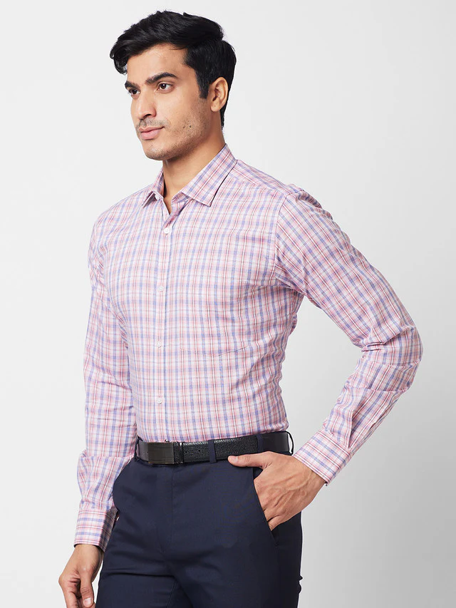 Park Avenue Brown Checks Slim Fit Cotton Formal Shirt - Image 3