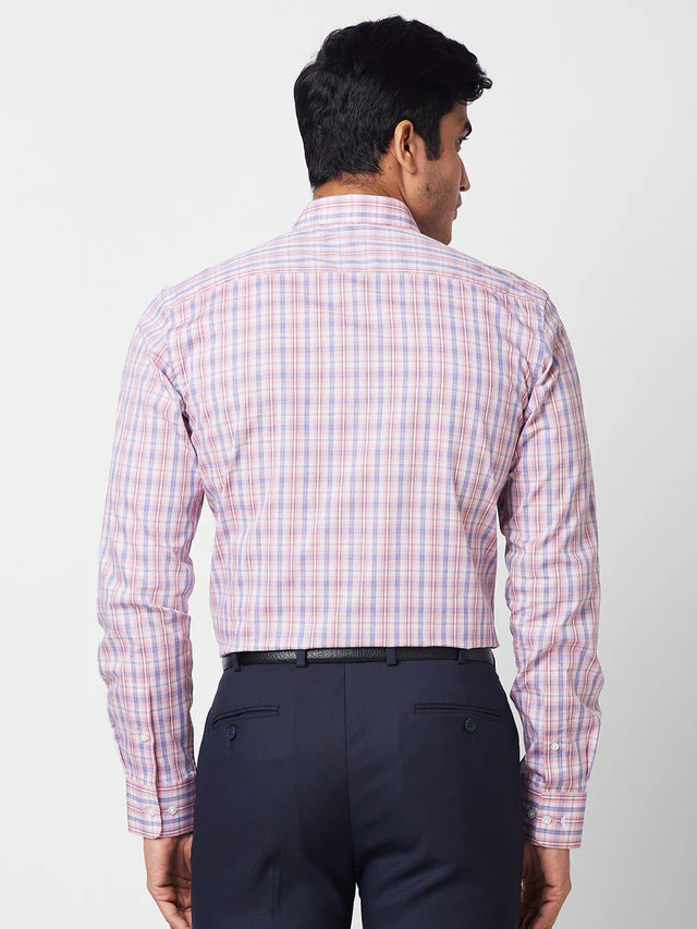 Park Avenue Brown Checks Slim Fit Cotton Formal Shirt - Image 4