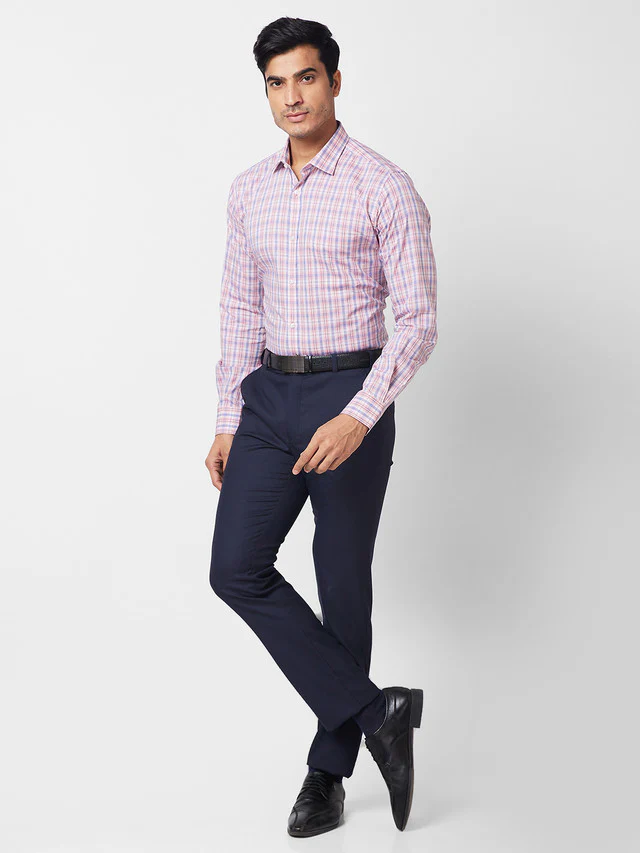Park Avenue Brown Checks Slim Fit Cotton Formal Shirt - Image 5