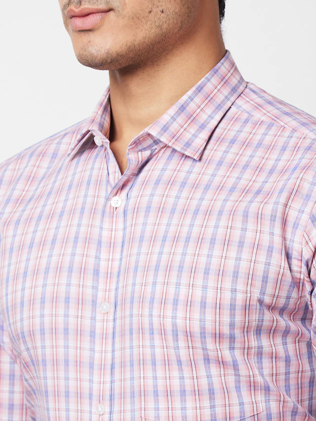 Park Avenue Brown Checks Slim Fit Cotton Formal Shirt - Image 6