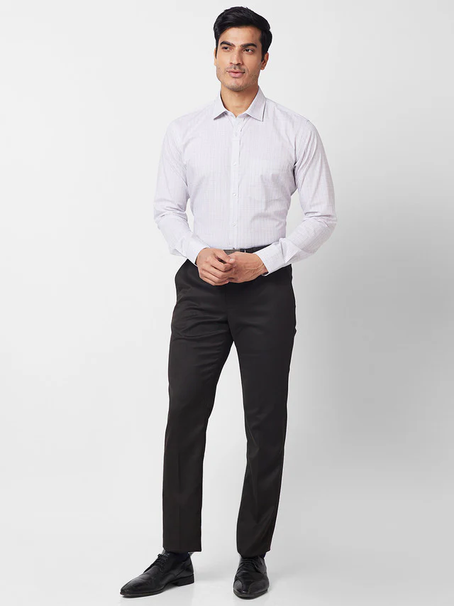 Park Avenue Brown Checks Smart Fit Polyester Blend Trouser - Image 5