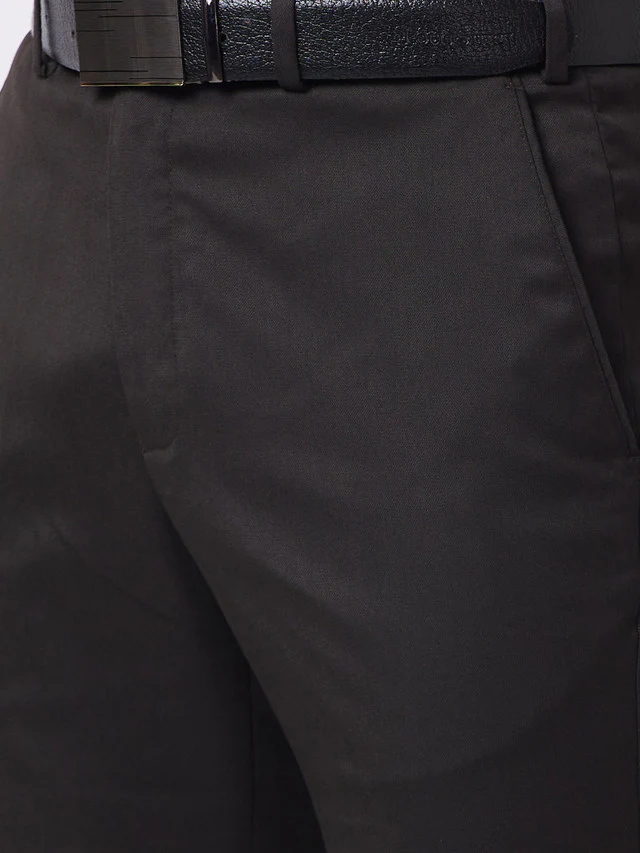 Park Avenue Brown Checks Smart Fit Polyester Blend Trouser - Image 6