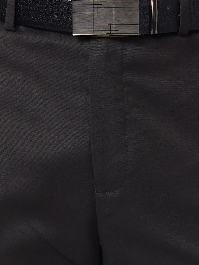 Park Avenue Brown Checks Smart Fit Polyester Blend Trouser - Image 7