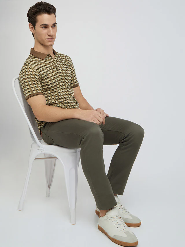 Park Avenue Brown Printed Slim Fit Cotton Blend T-Shirt - Image 5