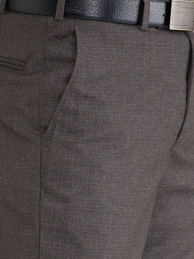 Park Avenue Brown Solid Regular Fit Polyester Blend Trouser - Image 6