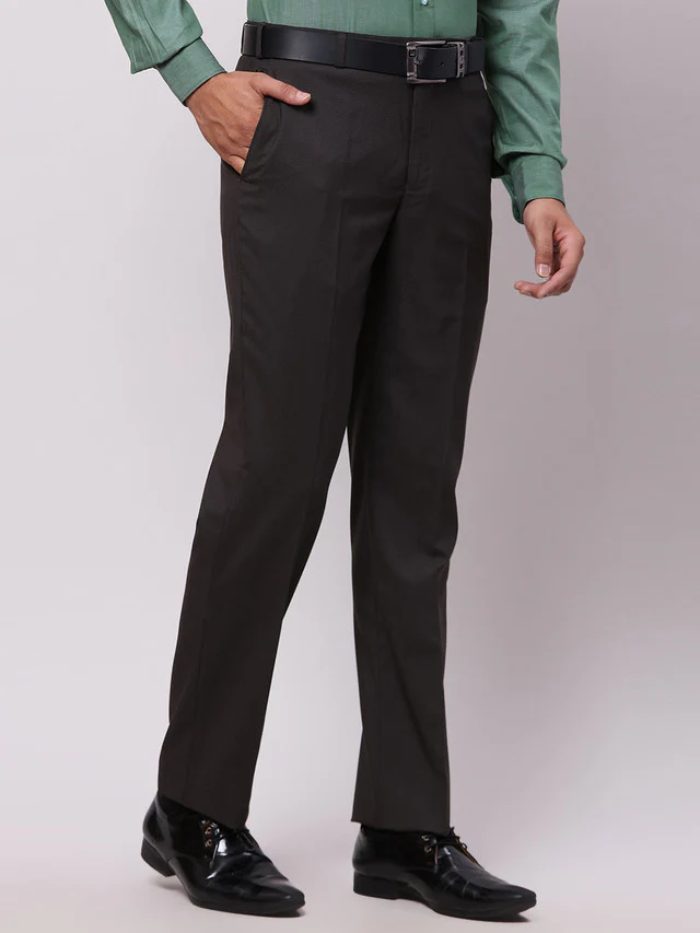 Park Avenue Brown Solid Regular Fit Polyester Blend Trouser - Image 2