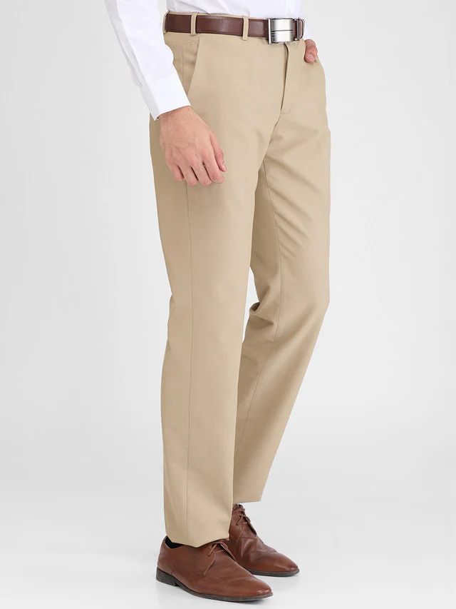 Park Avenue Brown Solid Regular Fit Polyester Blend Trouser - Image 2
