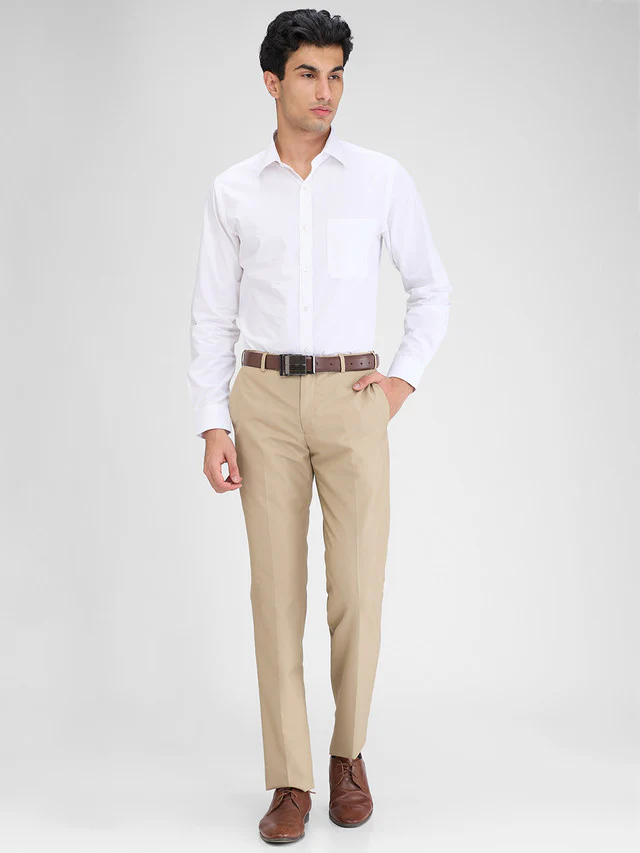 Park Avenue Brown Solid Regular Fit Polyester Blend Trouser - Image 5