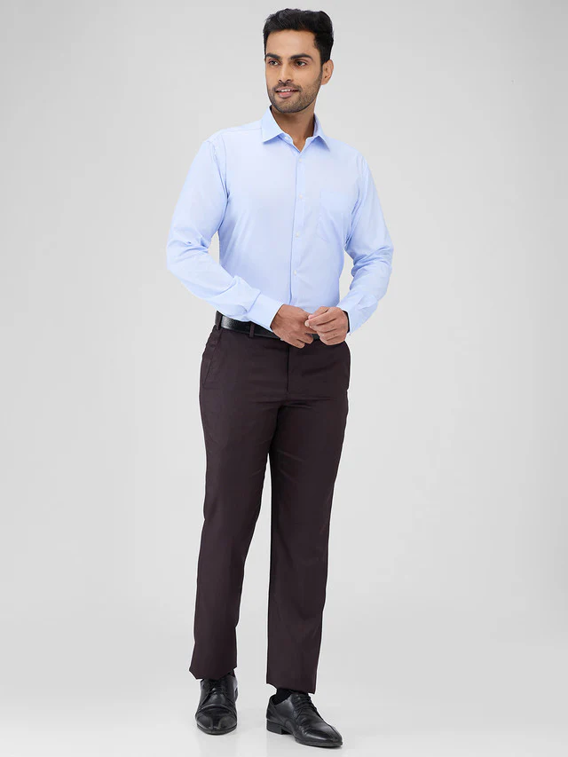 Park Avenue Brown Solid Regular Fit Polyester Blend Trouser - Image 5