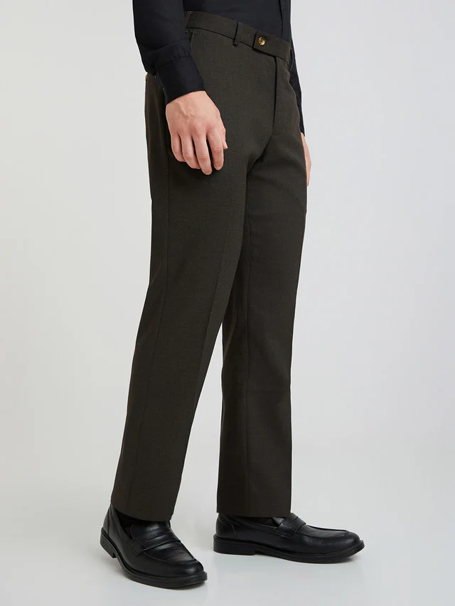 Park Avenue Brown Solid Regular Fit Polyester Blend Trouser - Image 2