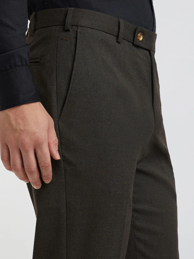 Park Avenue Brown Solid Regular Fit Polyester Blend Trouser - Image 6