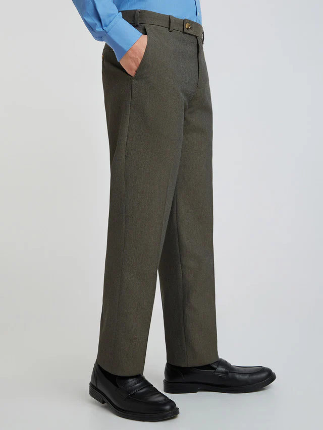 Park Avenue Brown Solid Regular Fit Polyester Blend Trouser - Image 2