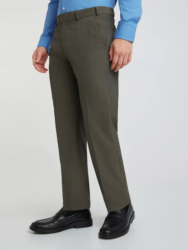 Park Avenue Brown Solid Regular Fit Polyester Blend Trouser - Image 3