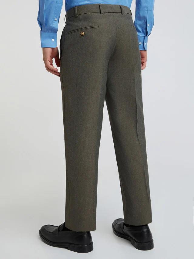 Park Avenue Brown Solid Regular Fit Polyester Blend Trouser - Image 4
