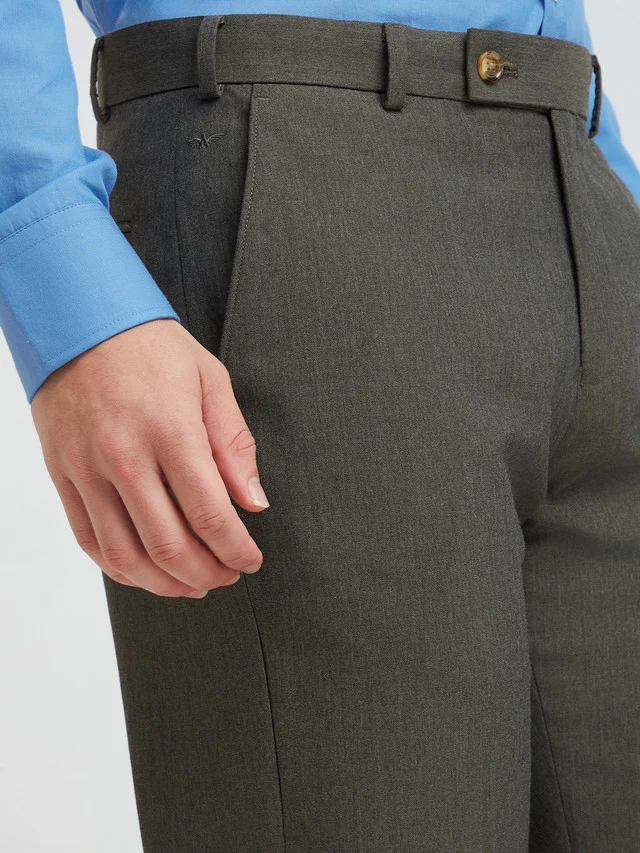 Park Avenue Brown Solid Regular Fit Polyester Blend Trouser - Image 6