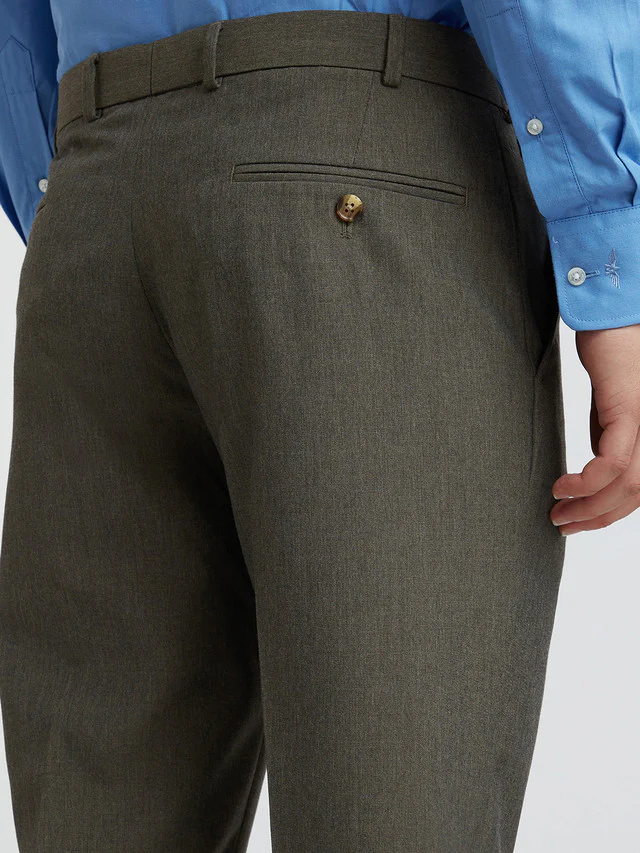 Park Avenue Brown Solid Regular Fit Polyester Blend Trouser - Image 7