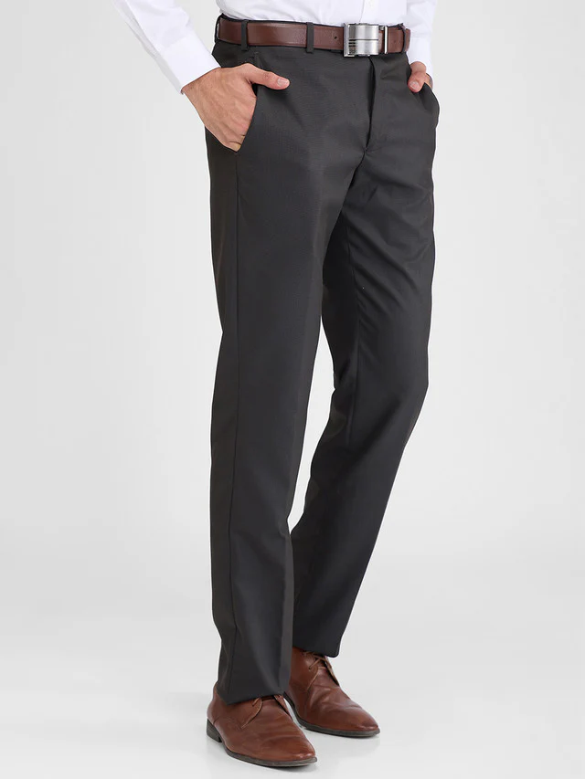 Park Avenue Brown Stripe Regular Fit Polyester Blend Trouser - Image 2