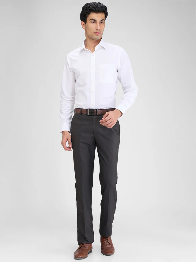 Park Avenue Brown Stripe Regular Fit Polyester Blend Trouser - Image 5