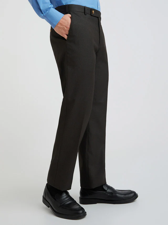Park Avenue Brown Stripe Regular Fit Polyester Blend Trouser - Image 2