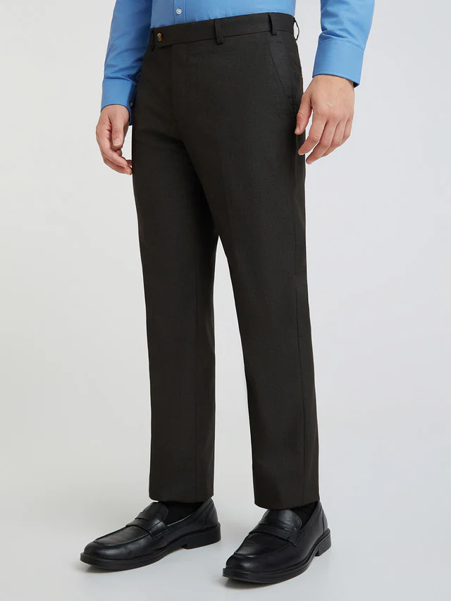 Park Avenue Brown Stripe Regular Fit Polyester Blend Trouser - Image 3