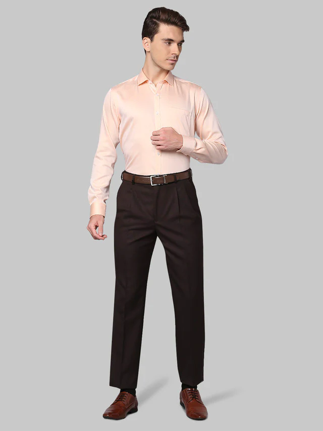 Park Avenue Brown Structure Comfort Fit Polyester Blend Trouser - Image 5