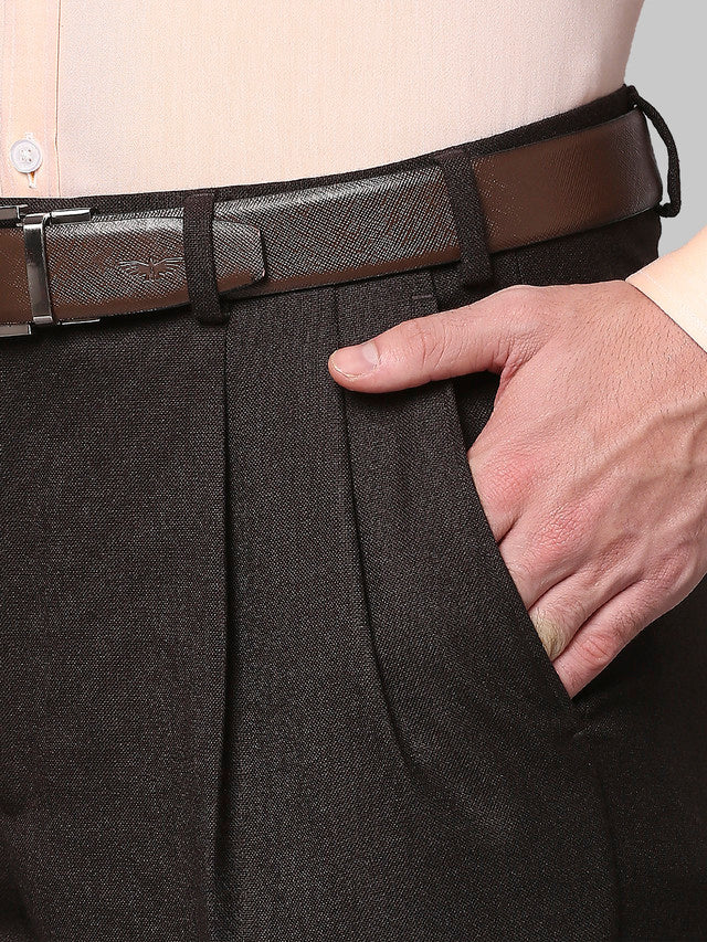 Park Avenue Brown Structure Comfort Fit Polyester Blend Trouser - Image 6