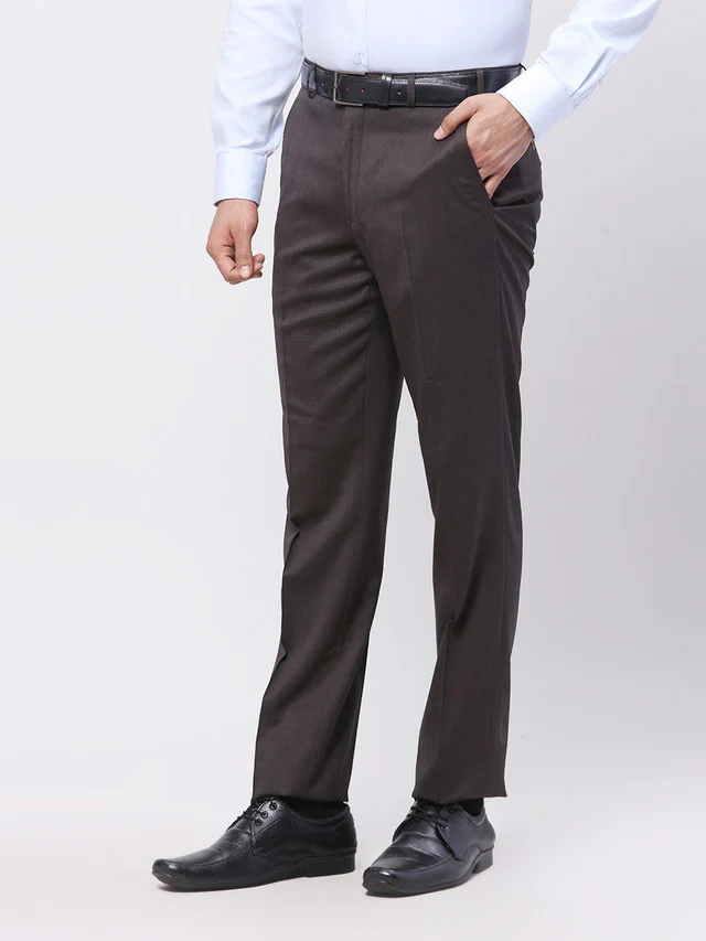 Park Avenue Brown Structure Luxus Fit Wool Polyester Blend Trouser - Image 3