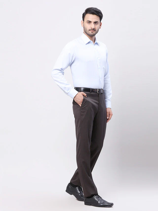 Park Avenue Brown Structure Luxus Fit Wool Polyester Blend Trouser - Image 5