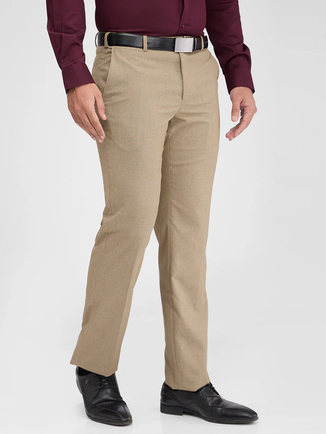 Park Avenue Brown Structure Regular Fit Polyester Blend Trouser - Image 2