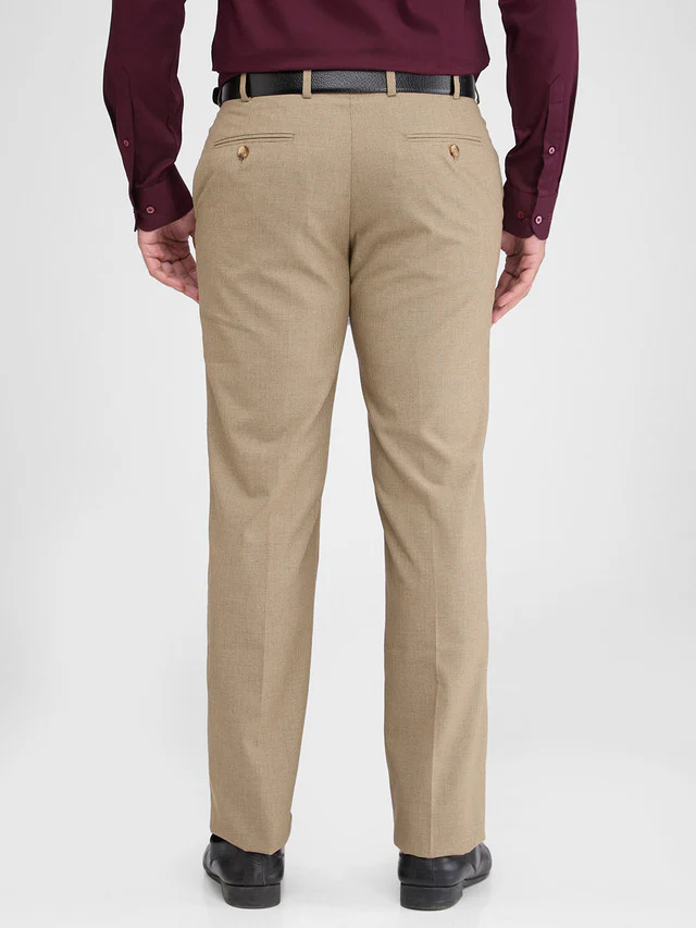 Park Avenue Brown Structure Regular Fit Polyester Blend Trouser - Image 4